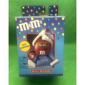 M&Ms Old School Radio With‎ Headphones Collectible Groovy Red M&M Parts Only